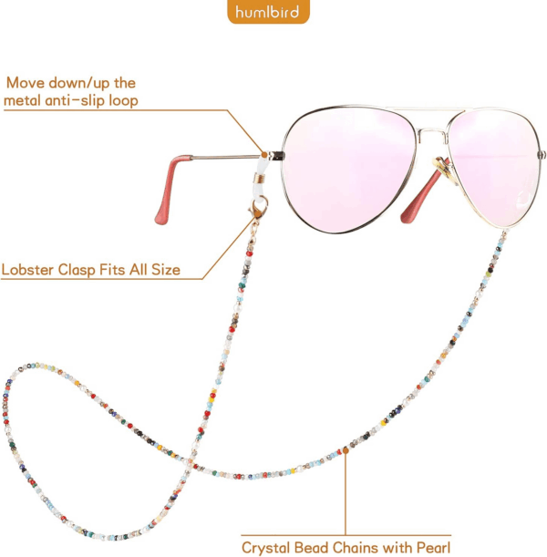 Mask Lanyard Eyeglasses Chain Healing Crystal Beaded Sunglasses Chains with Pearl for Women - Image 4