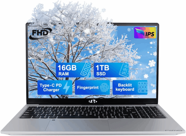 15.6 IPS Fhd-Student-Laptop, 16GB RAM 1TB SSD Backlit Keyboard Fingerprint Intel Pentium Quad-Core N100 (Beat to I3-1115G4, up to 3.4Ghz) Computer with Wifi 6 Numpad Win 11 Silver