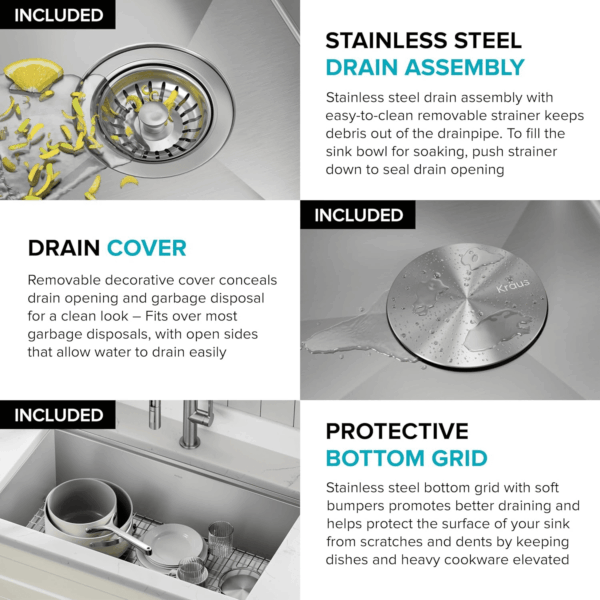 Kore Workstation 32-Inch Undermount 16 Gauge Stainless Steel Kitchen Sink, Single Bowl Kitchen Sink with Accessories, KWU110-32 - Image 8