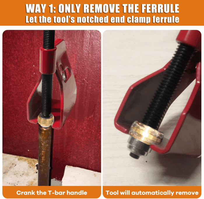 Compression Sleeve Puller Tool Remove Ferrule & Nut of Pipe, Ferrule Puller for 1/2” Copper Water Compression Sleeve & 1/2-Inch Copper Tubing, Plumbing Tools Compression Ring Removal Tool - Image 3