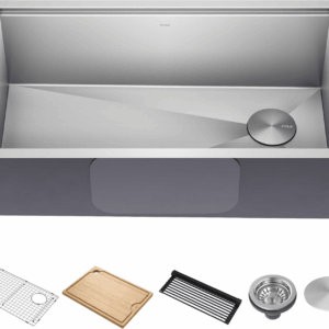 Kore Workstation 32-Inch Undermount 16 Gauge Stainless Steel Kitchen Sink, Single Bowl Kitchen Sink with Accessories, KWU110-32
