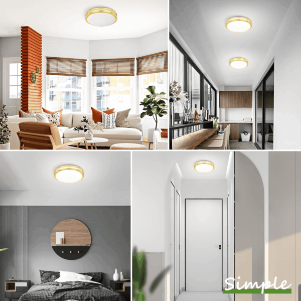2-Pack Gold Flush Mount LED Ceiling Light Fixture, 12IN 2700K/3000K/3500K/4000K/5000K Adjustable Ceiling Lights, 3600Lm Super Bright Dimmable Lighting for Bedroom Hallway Kitchen - Image 7