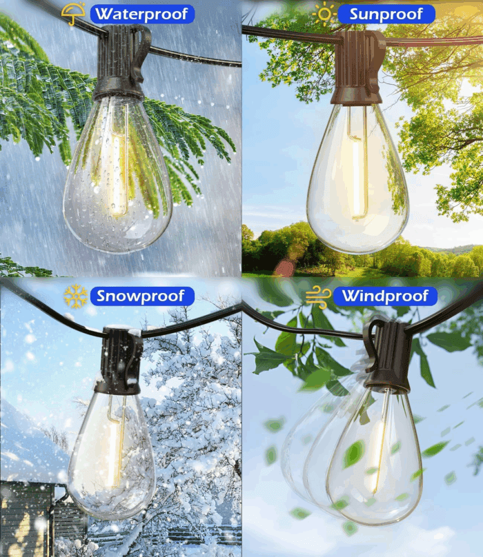 120FT LED Outdoor String Lights with 30+2 Edison Shatterproof Waterproof Bulbs, 2700K Commercial Grade Patio Lights, Heavy Duty outside Hanging Outdoor Lights for Garden Porch Deck Decor - Image 5