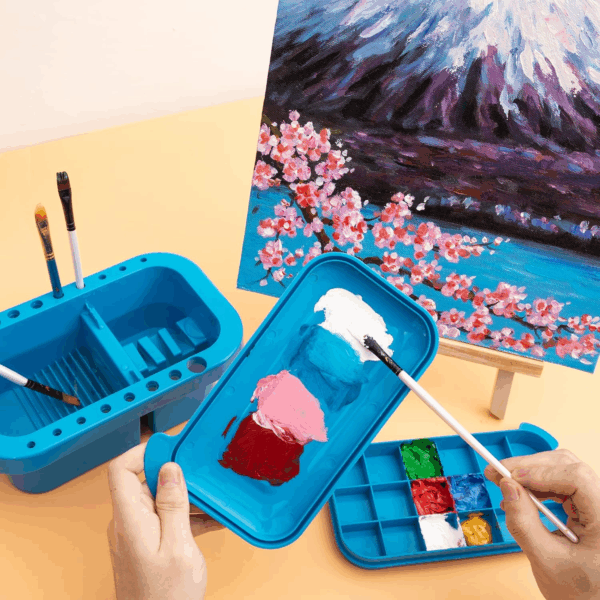 Paint Brush Cleaner, Paint Brush Holder and Organizers with Palette for Acrylic, Watercolor, and Water-Based Paints (Royal Blue) - Image 4