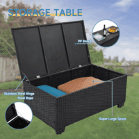 6 Pieces Outdoor Patio Furniture Sets with Furniture Cover, PE Rattan Wicker Patio Conversation Set with Tea Table (Peacock Blue, Rattan Storage Table) - Image 6