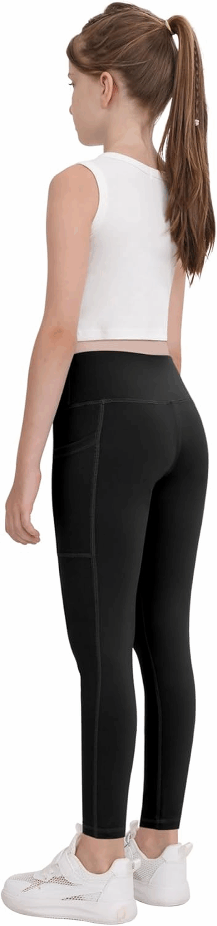 Girls' Athletic Leggings with Pockets, 5 Packs Kids Teen Dance Yoga Workout Running Pants for 5-15 Years - Image 5