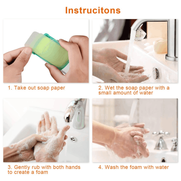 2 Boxs (100 Sheets) Hand Washing Soap Sheets for Outdoor Travel,Portable Camping Hand Soap,Hiking Washing Hand Bath Paper Soap for Travel,Bbq,Party,School,Girls - Image 2