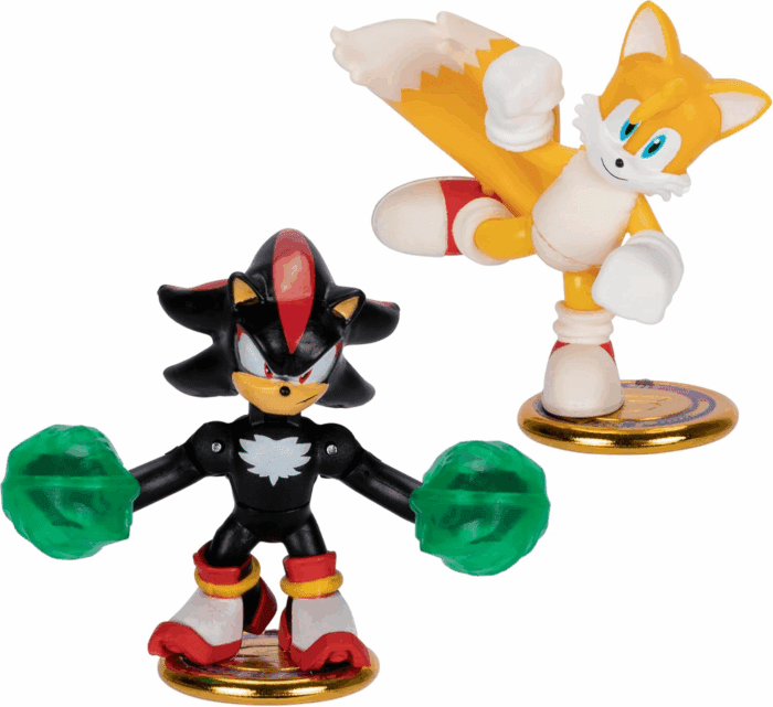 Sonic the Hedgehog versus Pack with Tails and Shadow, Mini Collectable Battling Action Warriors, 2.25 Inches Tall, Contains 2 Battle Controllers