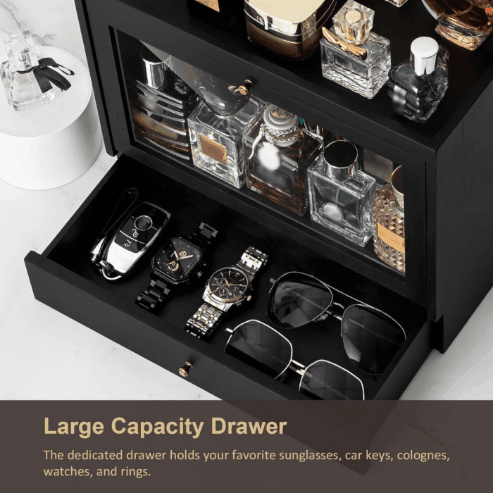 Cologne Organizer for Men, Solid Wood Perfumes Organizer for Men Dresser, Large Capacity Dustproof Cologne Holder with Drawer Storage Perfume Stand Organizer, Ideal Gift for Loved Ones - Image 3