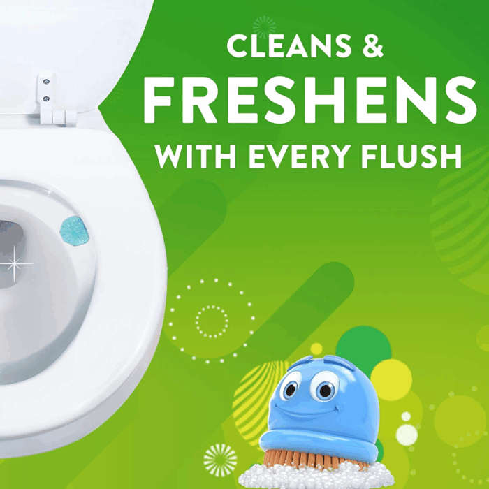 Fresh Gel Toilet Bowl Cleaning Stamps, Helps Keep Toilet Clean and Helps Prevent Limescale & Rings, Rainshower Scent, 1 Dispenser with 6 Fresh Gel Stamps - Image 5