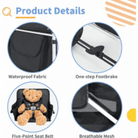 Stroller Wagon for 2 Kids, All-In-One Foldable Wagon Stroller, Black, 1 Count - Image 2