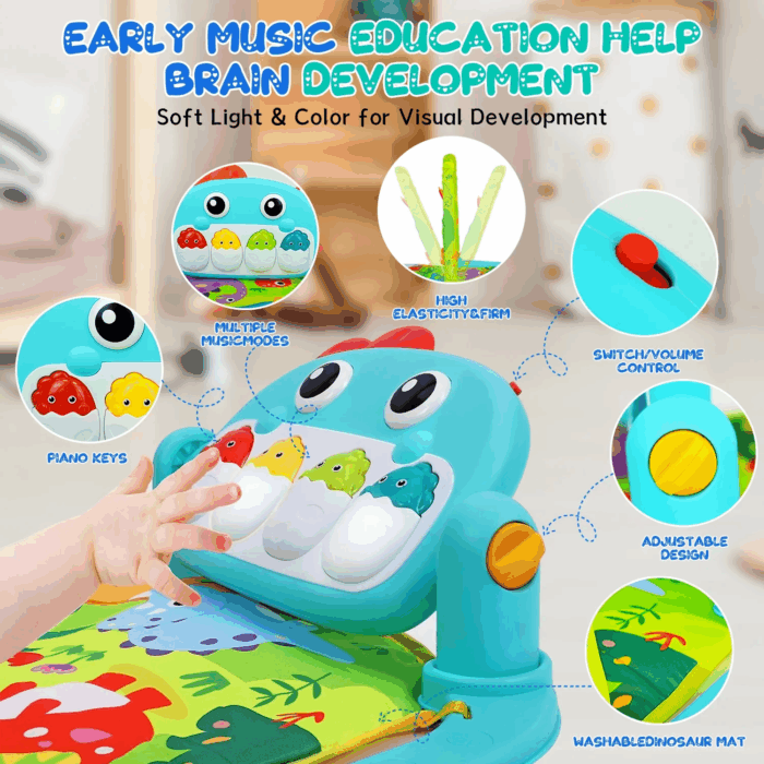 Baby Play Mat,Baby Gym Play Mats Baby Toys,Kick and Play Piano Gym,Baby Play Piano Gym,Musical Activity Center for Baby,Play Mats for Babies and Toddlers,Tummy Time Mat Toys 0-3-6-12 Months - Image 4