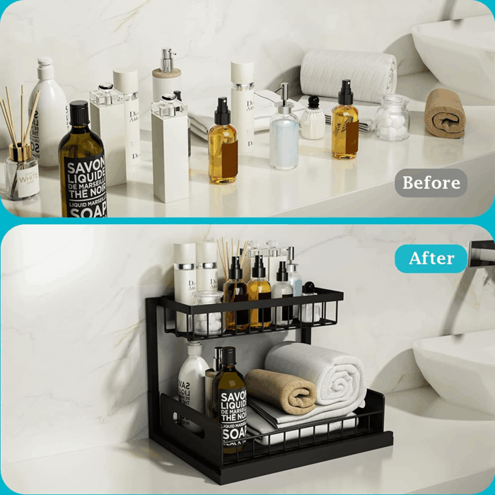 under Sink Organizer, Pull Out Cabinet Storage 2 Tier Slide Out Sink Shelf, Kitchen Organizers and Storage, Black, 1 Pack - Image 4
