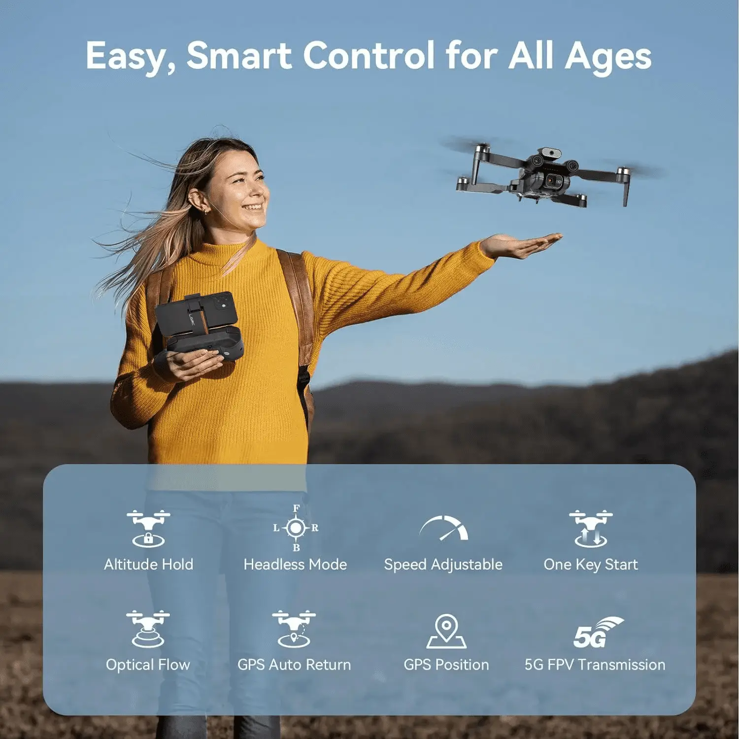 S1S Drone with 4K Camera for Adults Kids, WIFI FPV Live Video Foldable RC Quadcopter with Auto Return, Altitude Hold, Headless Mode, Brushless Motor, 2 Batteries - Image 7