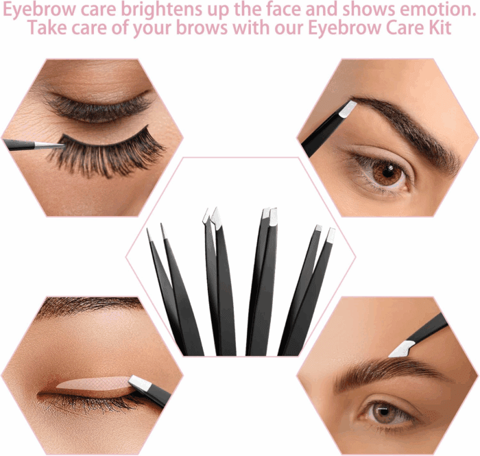 Eyebrow Trimmer 8-Pack - Eyebrow Tweezers Set - Eyebrow Shaping Kit for Women & Men with Razor, Brush with Comb, Pencil, and Scissors in Padded Case - Image 7
