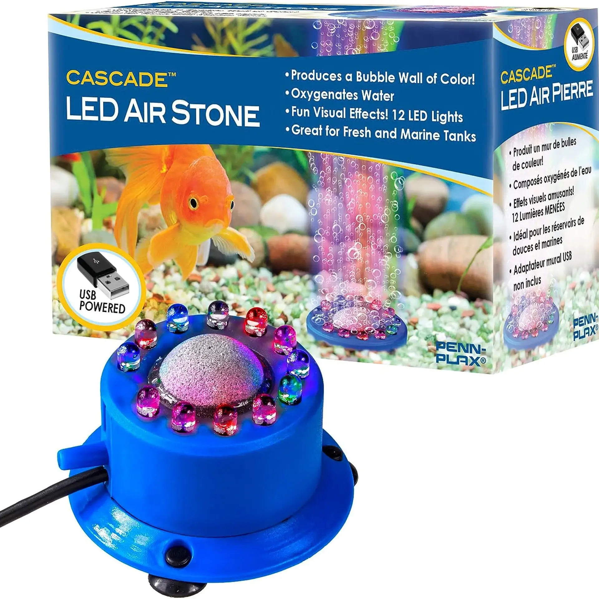 Cascade Multicolor Rainbow LED Air Stone for Aquariums, 2.5” Diameter - Image 9