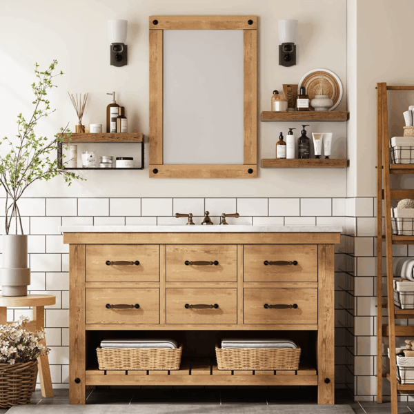 Bathroom Shelves over Toilet - Wall Mounted Floating Shelves Toilet Paper Storage Small Farmhouse Decor Shelf 16 Inch Set of 3, Rustic Brown (019-BN3) - Image 6