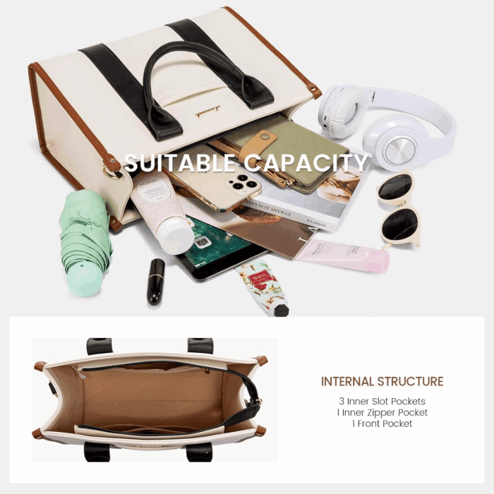 Purse for Women Leather Tote Bag Purse and Handbags, Satchel Shoulder Crossbody Top Handle Bags with Zipper - Image 3