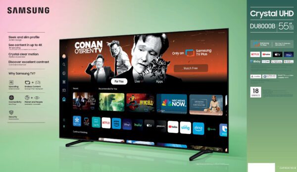 55” Class DU8000B Crystal UHD 4K Smart TV UN55DU8000BXZA 2024 - Image 12