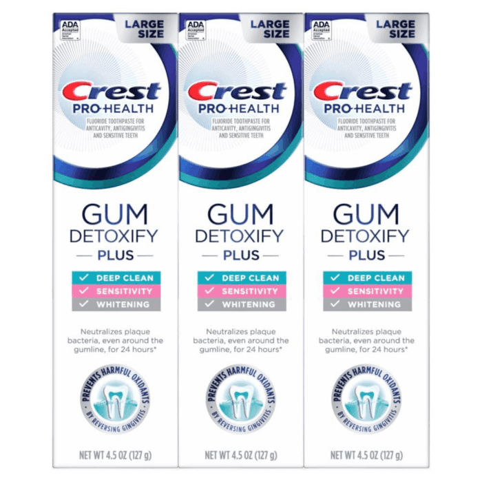Pro-Health Gum Detoxify plus Toothpaste 4.5 Oz Pack of 3 - Antibacterial Fluoride Toothpaste, Sensitivity Protection, Whitens Teeth, Anticavity, Plaque Control - Image 10