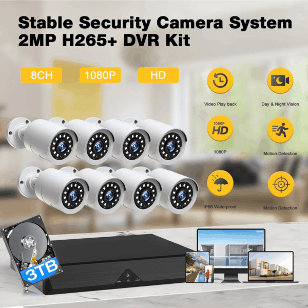 SC35 8CH Wired Security Camera System Outdoor with 3TB Hard Drive 8Pcs 1080P Bullet Surveillance Cameras HDMI Connector - Image 2