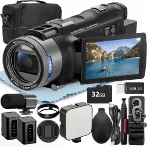 4K Video Camera Camcorder 3.0" IPS Vlogging Camera 48MP Digital Video Camera with 32GB SD Card