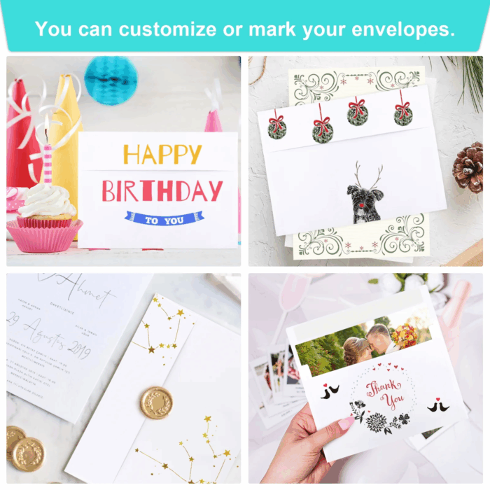 50 Packs 5X7 Envelopes, White A7 Envelopes, 5X7 Envelopes for Invitations, Printable Invitation Envelopes, Envelopes Self Seal for Weddings, Invitations, Photos, Postcards, Greeting Cards, Mailing - Image 6
