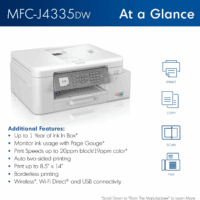 MFC-J4335DW Inkvestment Tank All-In-One Printer with Duplex and Wireless Printing plus up to 1-Year of Ink In-Box, Works with Alexa - Image 2
