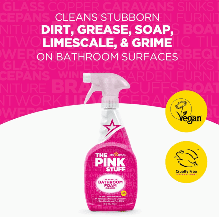 - the Pink Stuff - Miracle Bathroom Foam Cleaner 750Ml - Baths, Tiles, Soap Scum, Limescale, Streak Free - Image 2