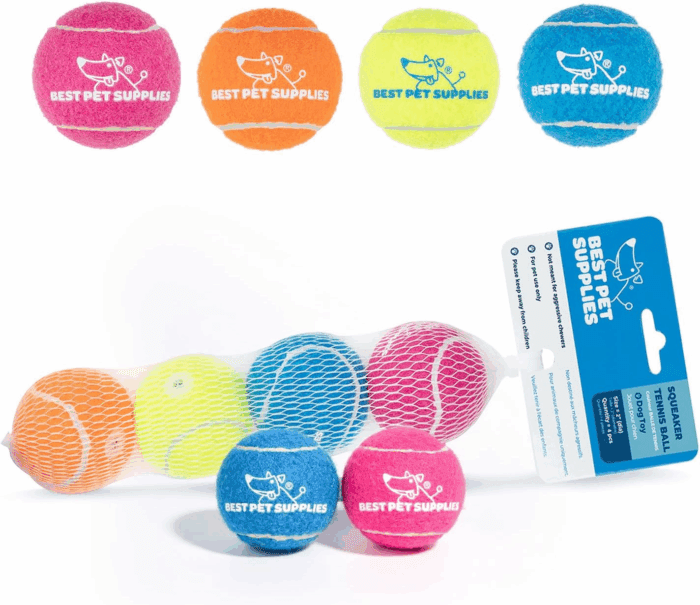 Squeaky Tennis Toys for Dogs, 4-Pack, Heavy-Duty Interactive Pet Toys for Throwing and Fetching, Supports Exercise and Natural Behavior Training, Durable - Small - Image 2