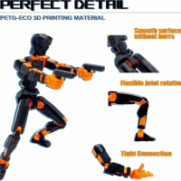 (Assembly Completed) T13 Action Figure Set, 3D Printed Toys Robo 13 Action Figure,Dummy 13 Titan 13 Action Figure (Black + Orange) - Image 4