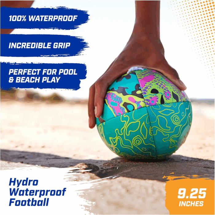 Hydro Waterproof Football, Outdoor Games for Adults and Kids, Swimming Pool Accessories and Pool Party Games,9.25 Inches, Blue - Image 3