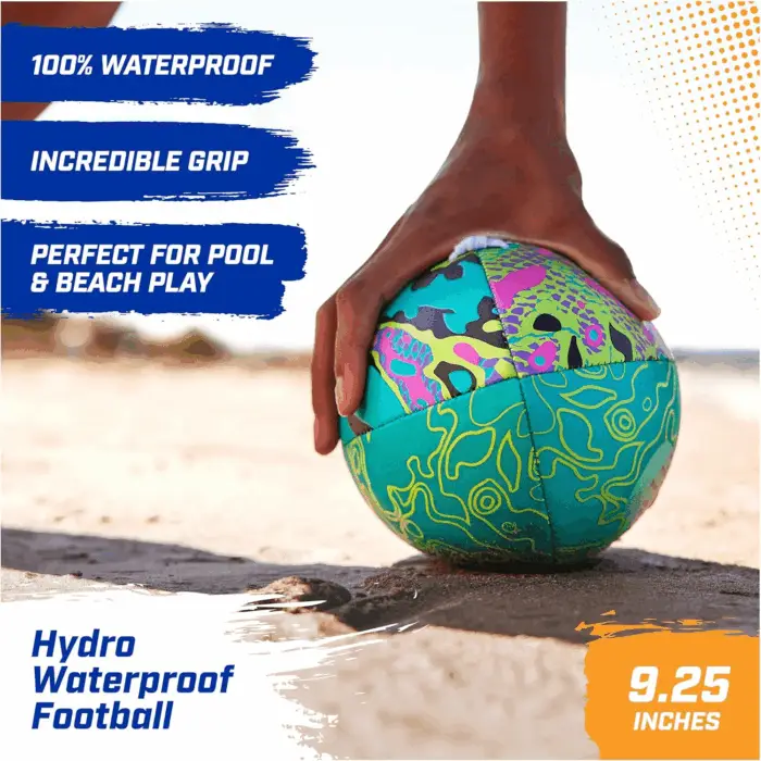 Hydro Waterproof Football, Outdoor Games for Adults and Kids, Swimming Pool Accessories and Pool Party Games,9.25 Inches, Blue - Image 3