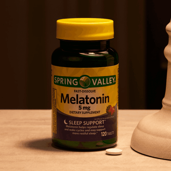 Melatonin Sleep Dietary Supplement Fast-Dissolve Tablets, Strawberry, 5 Mg, 120 Count - Image 2