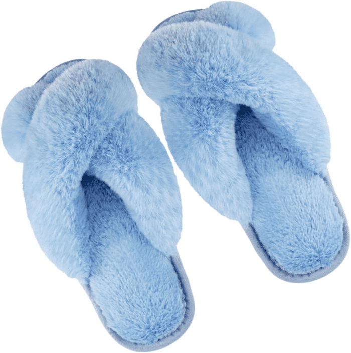 Women'S Fuzzy Slippers House Slippers Cross Band Slippers Indoor Outdoor Soft Open Toe Slippers - Image 5