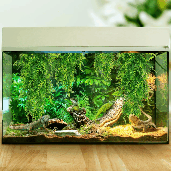 2 Pack Reptile Plants Terrarium Hanging Plant Artificial Leaves Reptile Hide with Suction Cup, Reptile Tank Accessories for Bearded Dragon Lizard Snake Geckos Chameleon - Image 5