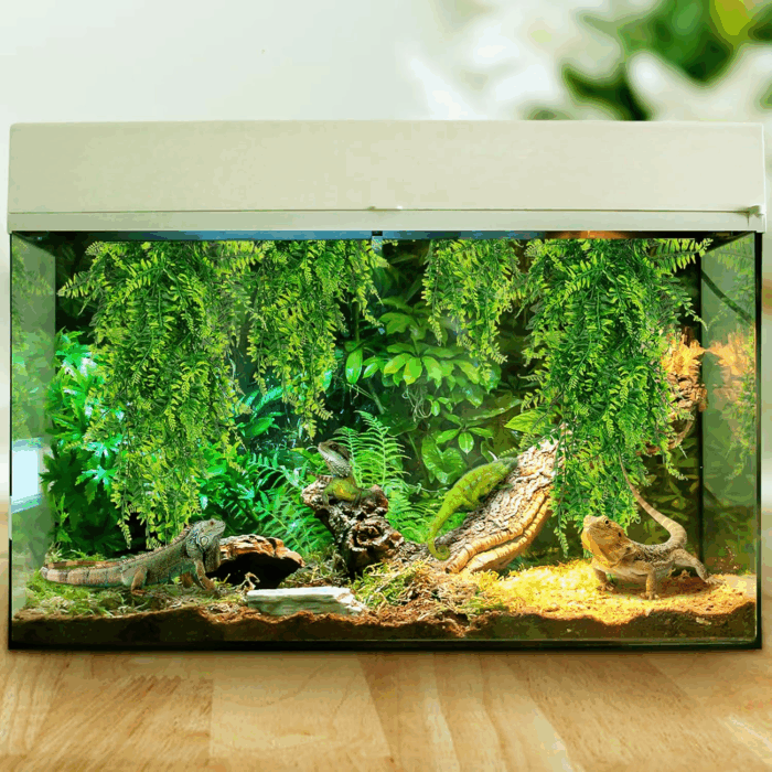 2 Pack Reptile Plants Terrarium Hanging Plant Artificial Leaves Reptile Hide with Suction Cup, Reptile Tank Accessories for Bearded Dragon Lizard Snake Geckos Chameleon - Image 5