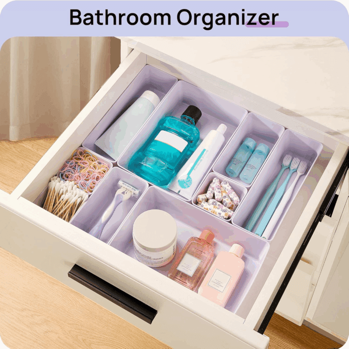 25 PCS Plastic Drawer Organizers Set, 4-Size Versatile Bathroom and Vanity Drawer Organizer Trays, Storage Bins for Makeup, Bedroom, Kitchen Gadgets Utensils and Office - Image 5