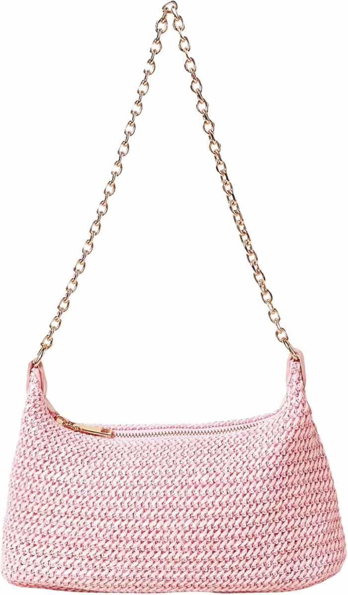 Women'S Straw Woven Shoulder Bag Tote Handbag Summer Beach Purse