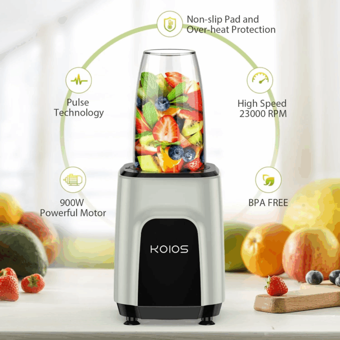 18 Oz. Single Speed Countertop Blenders for Shakes and Smoothies with 2X18.6Oz and 10Oz Cups - Image 6