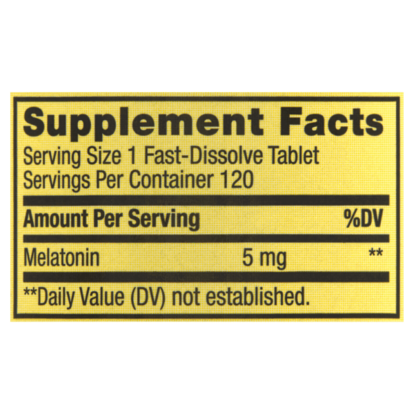 Melatonin Sleep Dietary Supplement Fast-Dissolve Tablets, Strawberry, 5 Mg, 120 Count - Image 3