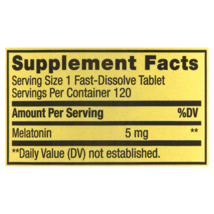 Melatonin Sleep Dietary Supplement Fast-Dissolve Tablets, Strawberry, 5 Mg, 120 Count - Image 3