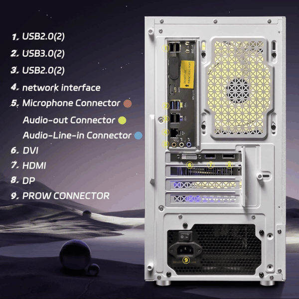 Gaming Desktop PC, RX 580 16G, Intel 10Th Gen G5905 3.5G, 16G RAM, 1T SSD, Wifi, BT 5.0, RGB Fan X 5, Windows 11 Home - Image 6