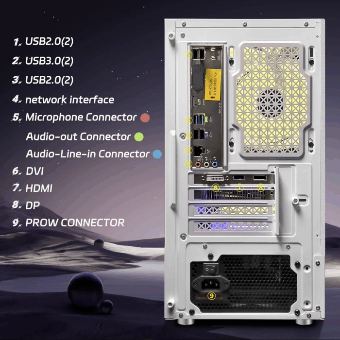 Gaming Desktop PC, RX 580 16G, Intel 10Th Gen G5905 3.5G, 16G RAM, 1T SSD, Wifi, BT 5.0, RGB Fan X 5, Windows 11 Home - Image 6