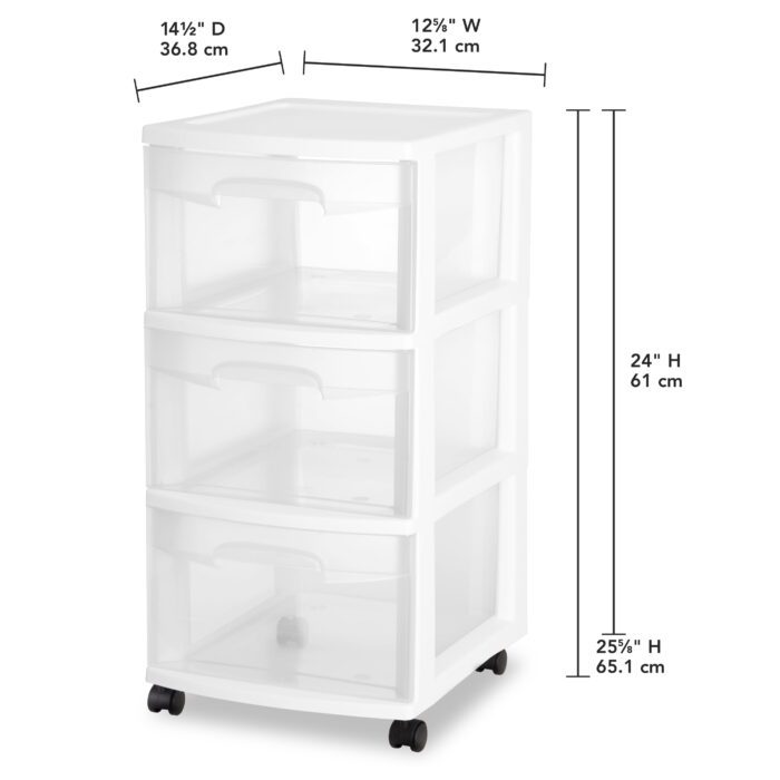 3 Drawer Cart, White - Image 4