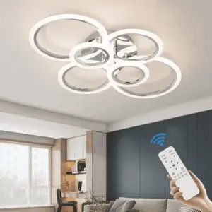 Modern LED Ceiling Light Fixture 6 Rings Dimmable Flush Mount Lighting with Remote for Living Room Bedroom Kitchen (6 Heads)