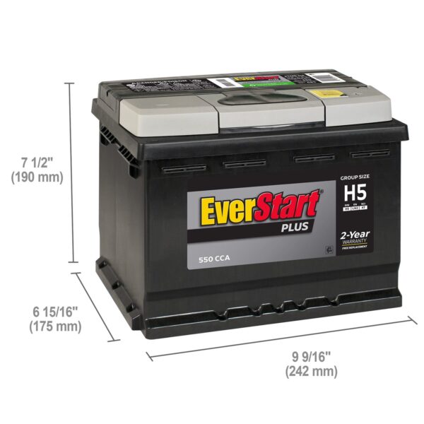 plus Lead Acid Automotive Battery, Group Size H5 / LN2 / 47 12 Volt, 550 CCA - Image 7