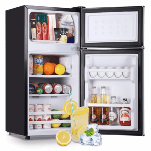 2.4 Cu.Ft Mini Fridge with Freezer, Apartment Size Refrigerator, Silver, New