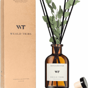 Flower Reed Diffuser Set Eucalyptus & Lavender Scent for Bathroom Accessories Shelf Decor & Air Fresheners, Sticks Defusers with 4.0 Fl Oz Essential Oils, House Bedroom Office Decor & Gift