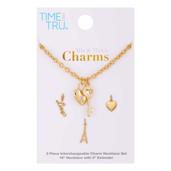 Women'S Gold-Tone Interchangeable Love Theme Charms Necklace. - Image 2